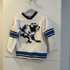 Carter's Cream and Blue Bear Hockey Jersey Style Shirt